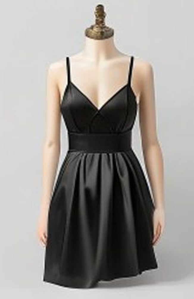 Black Satin Slip Midi Dress - front view
