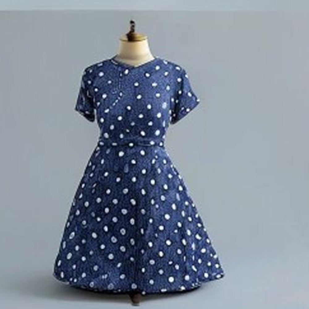 Navy Polka-Dot Midi Dress - alternate angle