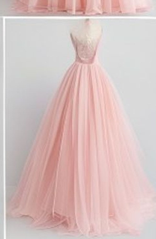 Blush Tulle Party Dress - back view